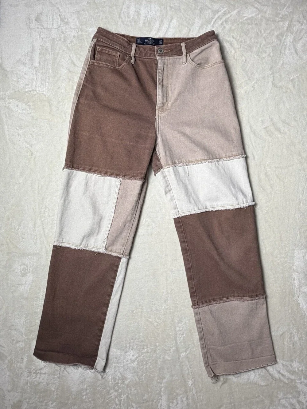 Hollister Colorblock Patchwork Jeans Womens 5S W27 L29 Ultra High Rise Dad Brown